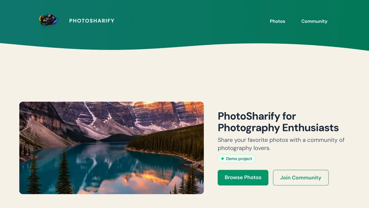 Screenshot of the PhotoSharify website