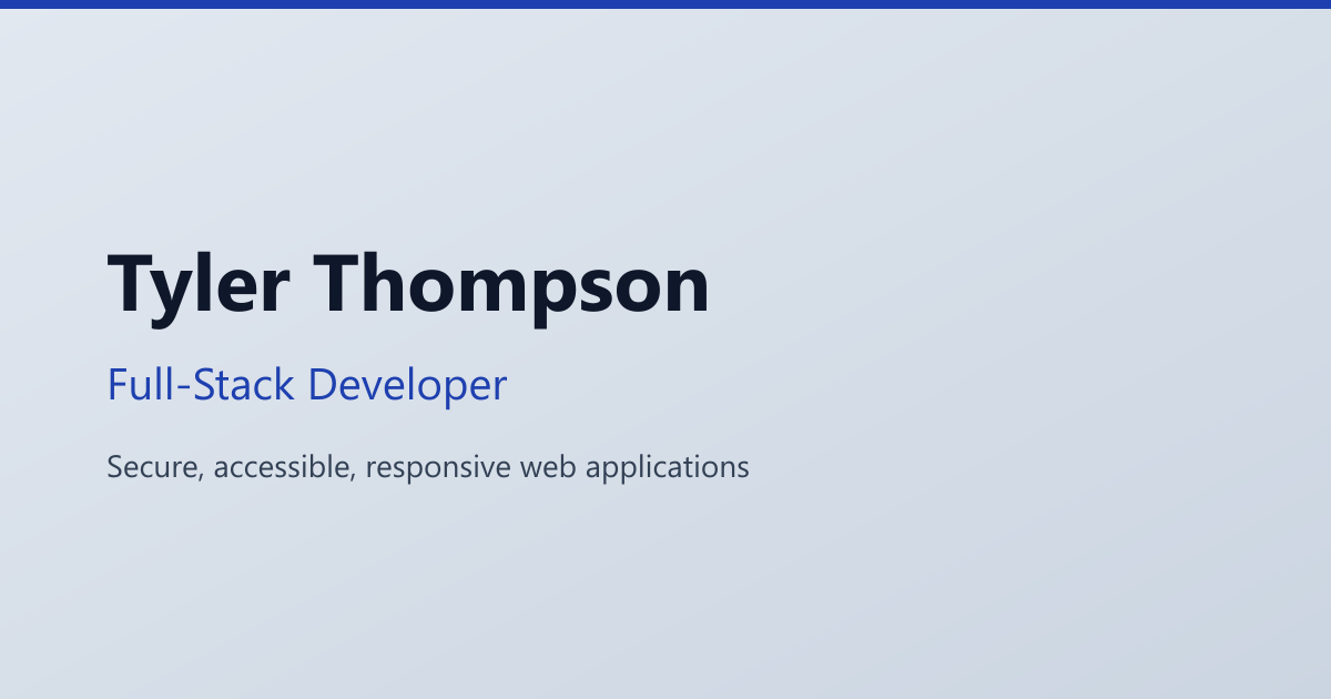 Tyler Thompson | Full-Stack Developer